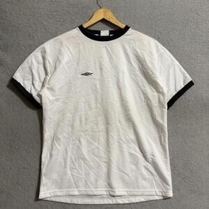 Vintage Umbro Soccer Jersey Shirt White Black Diamond Tape Canada Made 90s XL